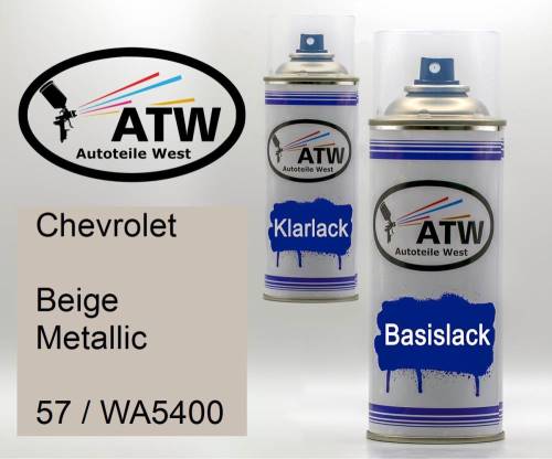 Chevrolet, Beige Metallic, 57 / WA5400: 400ml Sprühdose + 400ml Klarlack - Set, von ATW Autoteile West.